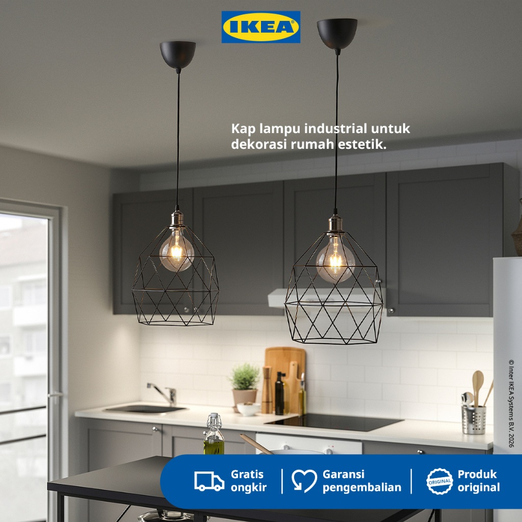 IKEA BRUNSTA Kap Lampu Gantung Hitam 30cm