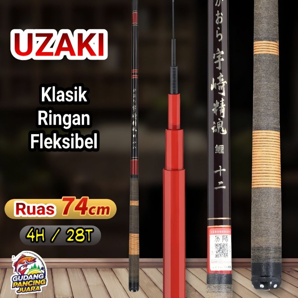 Tegek Uzaki Original High Carbon Joran Pancing Medium Hard Action Super Kuat & Ringan