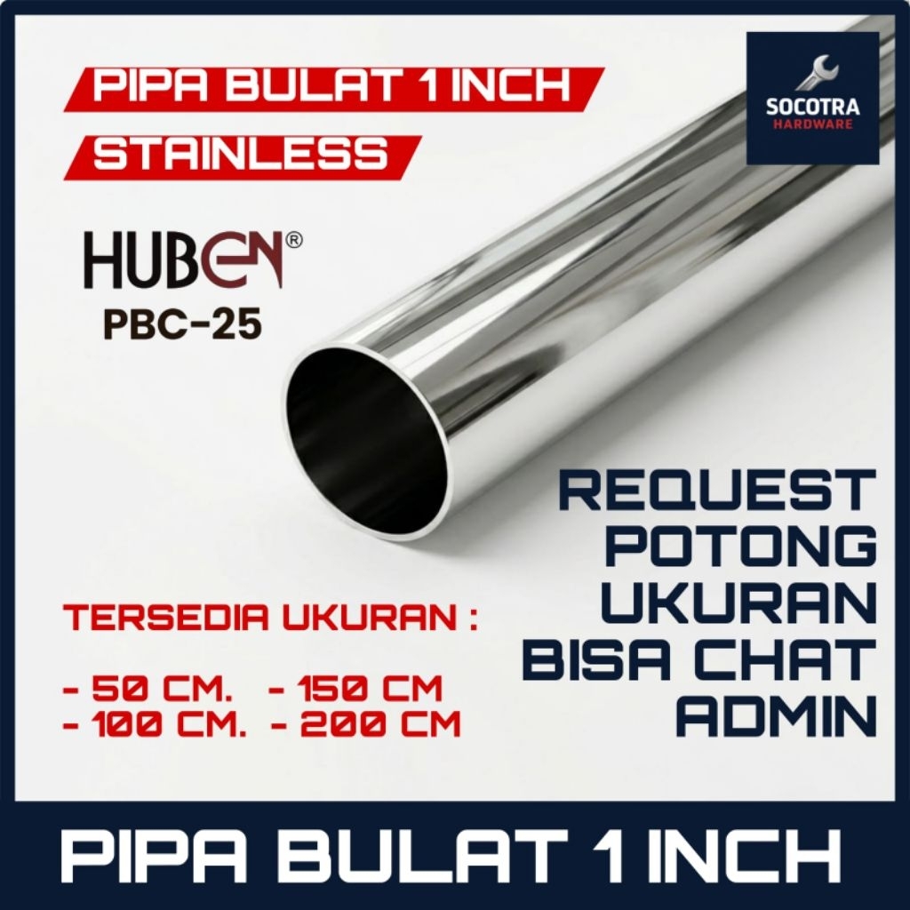 Pipa Bulat Stainless Steel 1 Inch PBC - 25 Huben - Pipa Gantungan