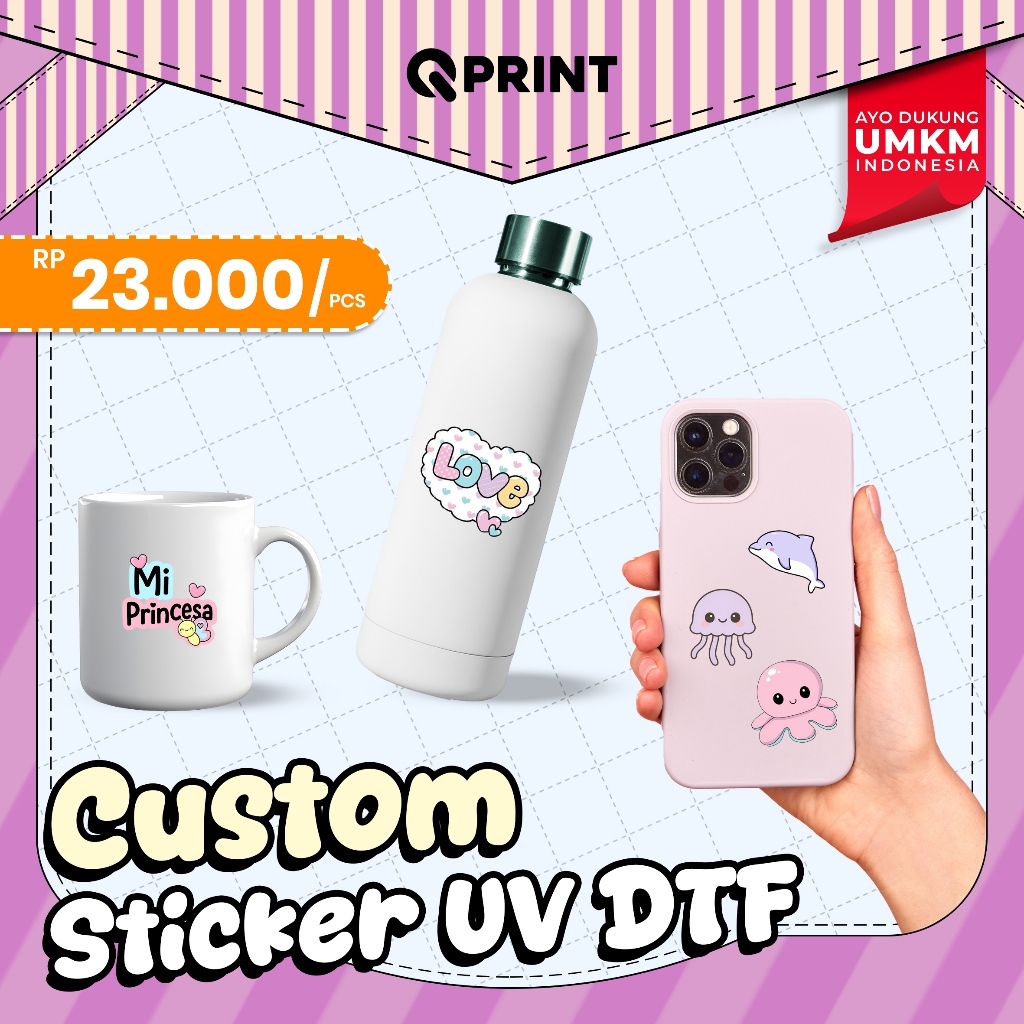 Stiker UV DTF A4 / Sticker DTF UV / Cetak Stiker Timbul / Stiker UV DTF Custom / Ukuran A3 Full Colo