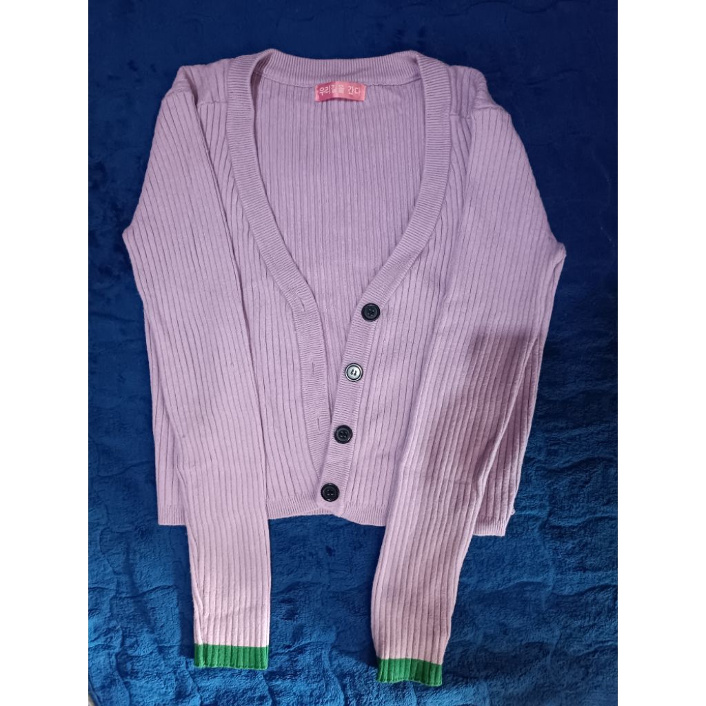 Cardigan Ungu Muda All Size