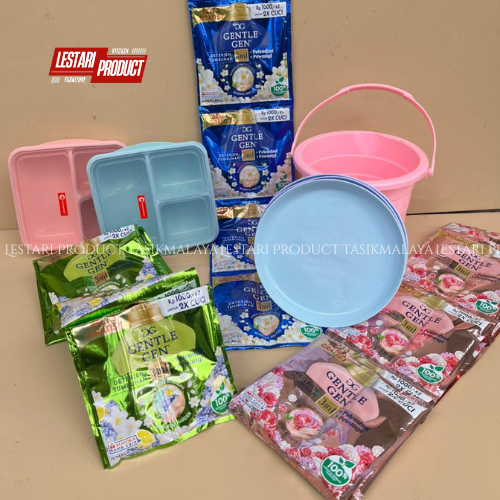 ( 16 PCS ) GENTLE GEN CAIR FREE HADIAH MENARIK BEBAS PILIH ( PIRING, EMBER, LUNCH BOX ) | DETERGEN C
