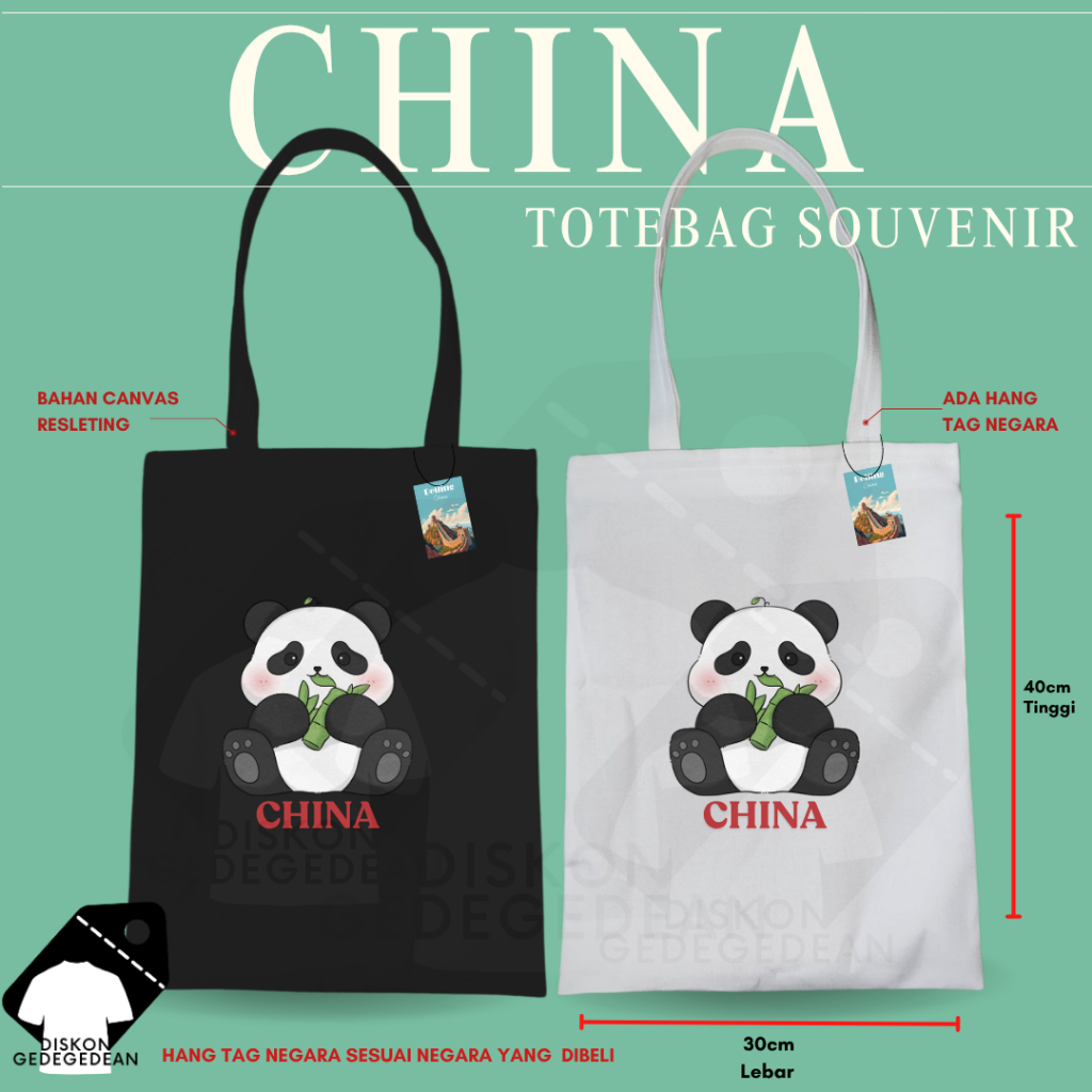 Diskongedegedean Totebag China Souvenir Tas Oleh Oleh Beijing Kanvas Resleting 10