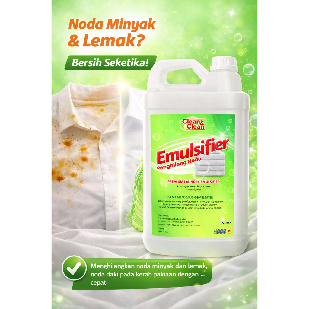 CAIRAN PENGHILANG NODA MINYAK PAKAIAN Emulsifier Laundry (Noda Minyak, Noda Daki, Noda Lemak) 5 LITE