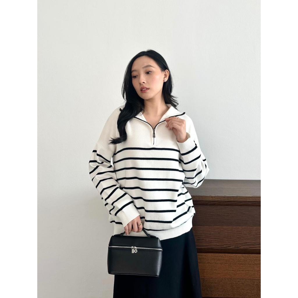 Luknits - Gabrielle Stripe Knit Sweater Top Casual | Atasan Wanita | Rajut