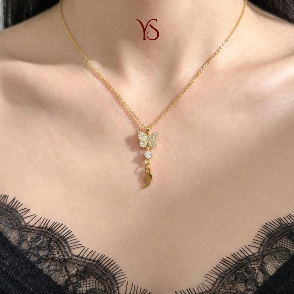 YS - Butterfly Semicolon New Necklace | Kalung Mental Health Premium  Wanita | Titanium Anti Karat A