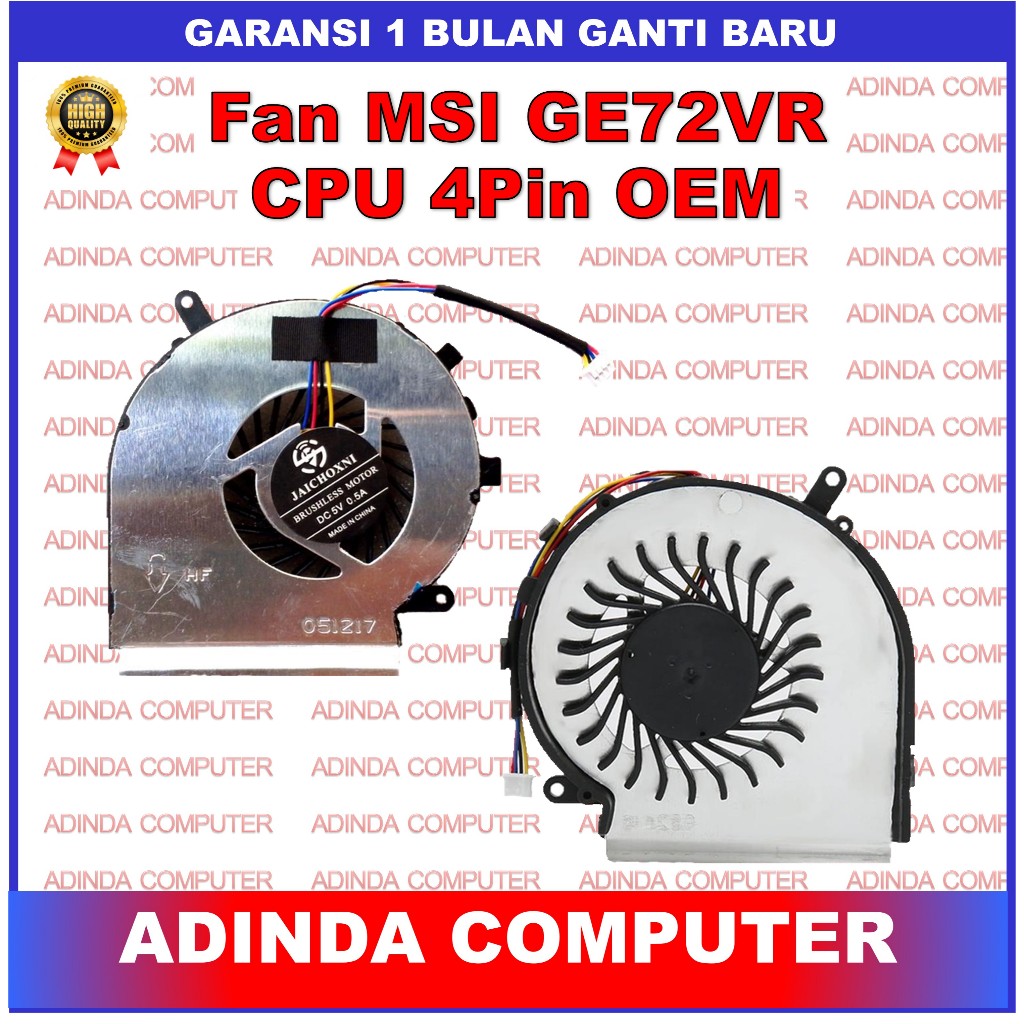 Kipas Fan MSI GE72VR GE62 GE62VR 6RF GE72 GE72MVR 7RG GE72VR 6RF GF72 GL72VR GP72 GP72MVR GP72VR CPU