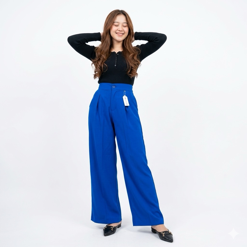 CELANA KULOT BIRU ELEKTRIK | BENHUR | BIRU BCA | BIRU PERSIB | KULOT HIGHWAIST KARET