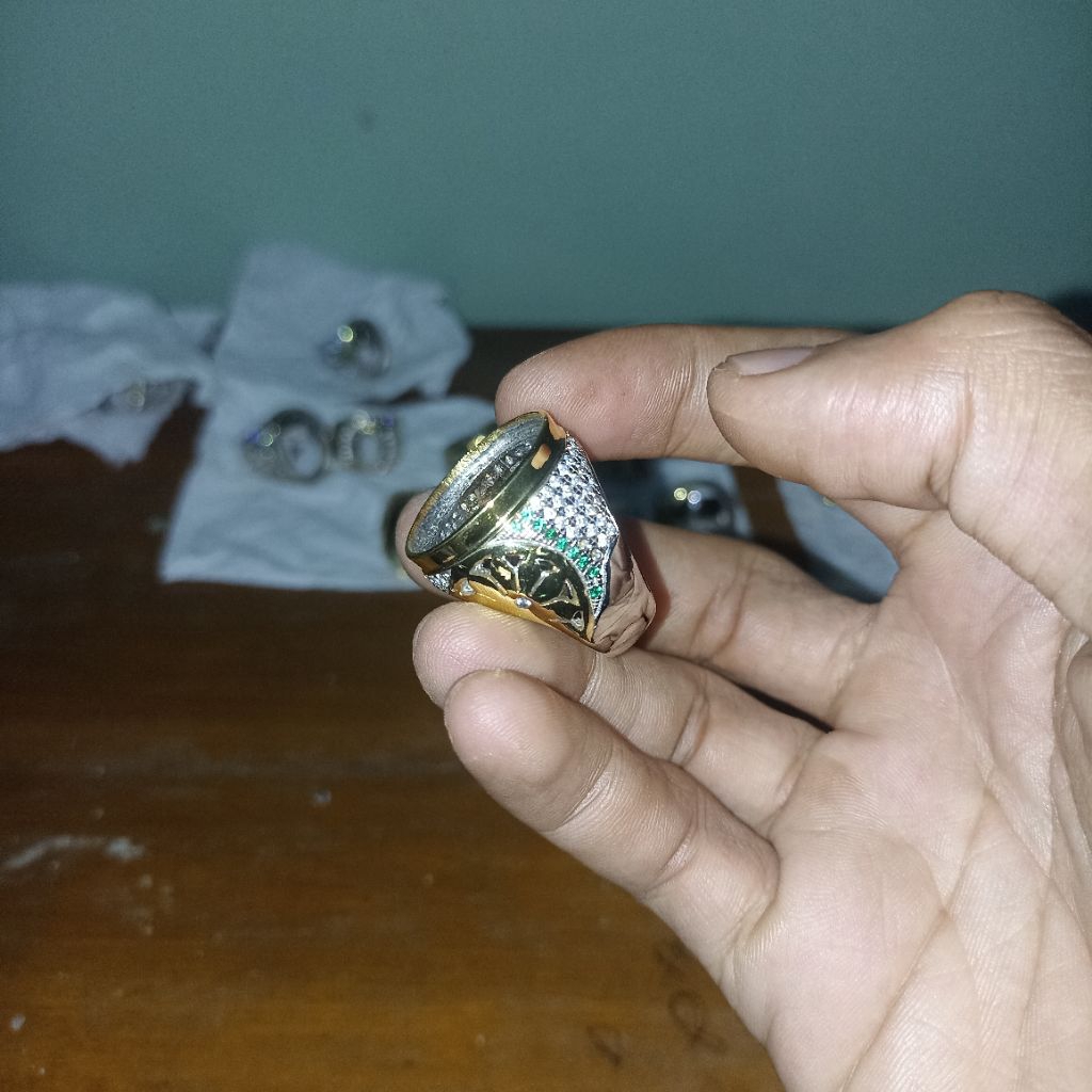 EMBAN BATU AKIK IKETAN KUNSAR RING KUNINGAN CINCIN MEWAH MICROSETTING TABUR ZIRCON