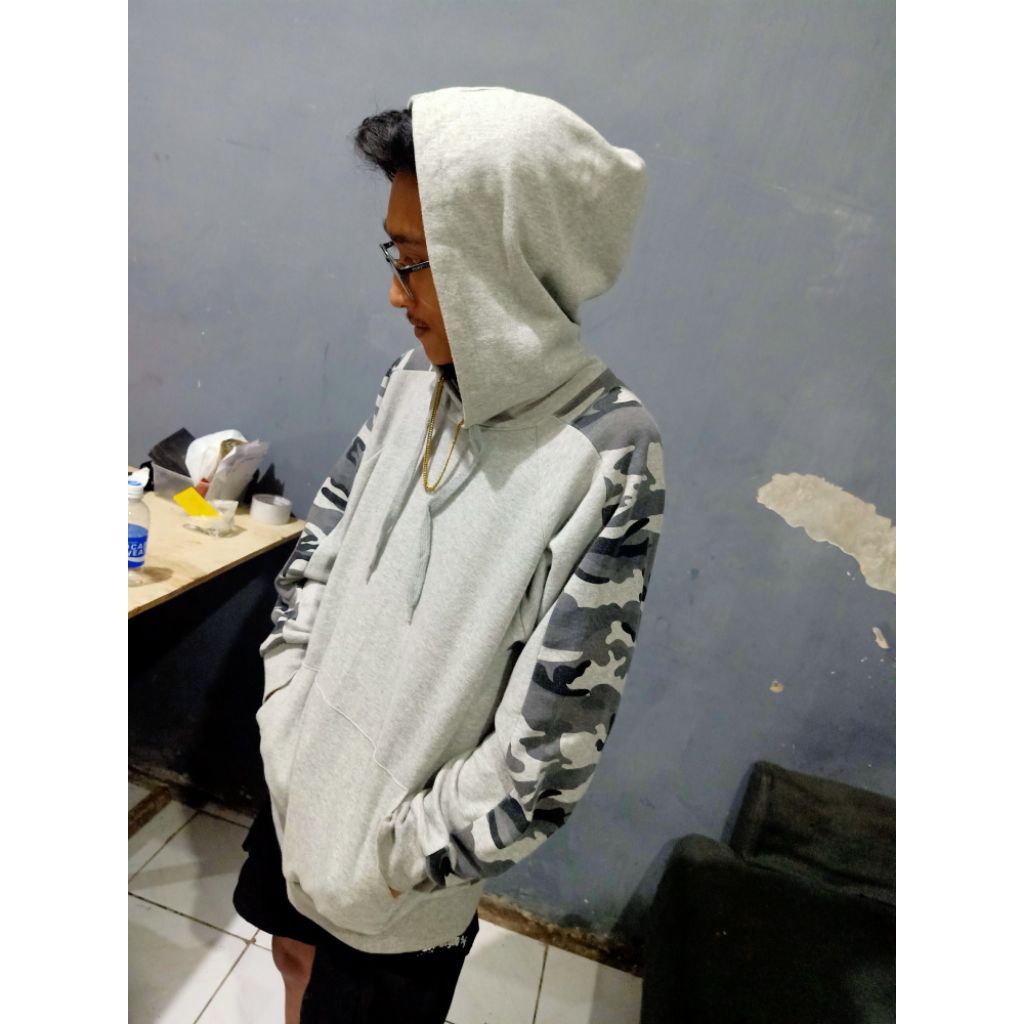 HOODIE CAMO ARMY GREY (ORI PREMIUM QUALITY) L fit XL #camo #Army #jaketcamo #hoodiecamo