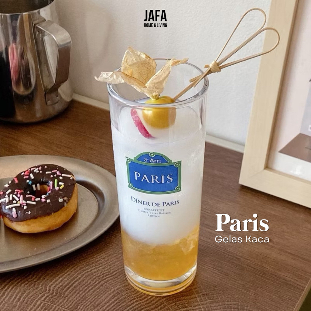 [JAFA] PARIS Gelas Kaca Beling Tinggi Premium Estetik Korea Jepang Tall Glass Cup
