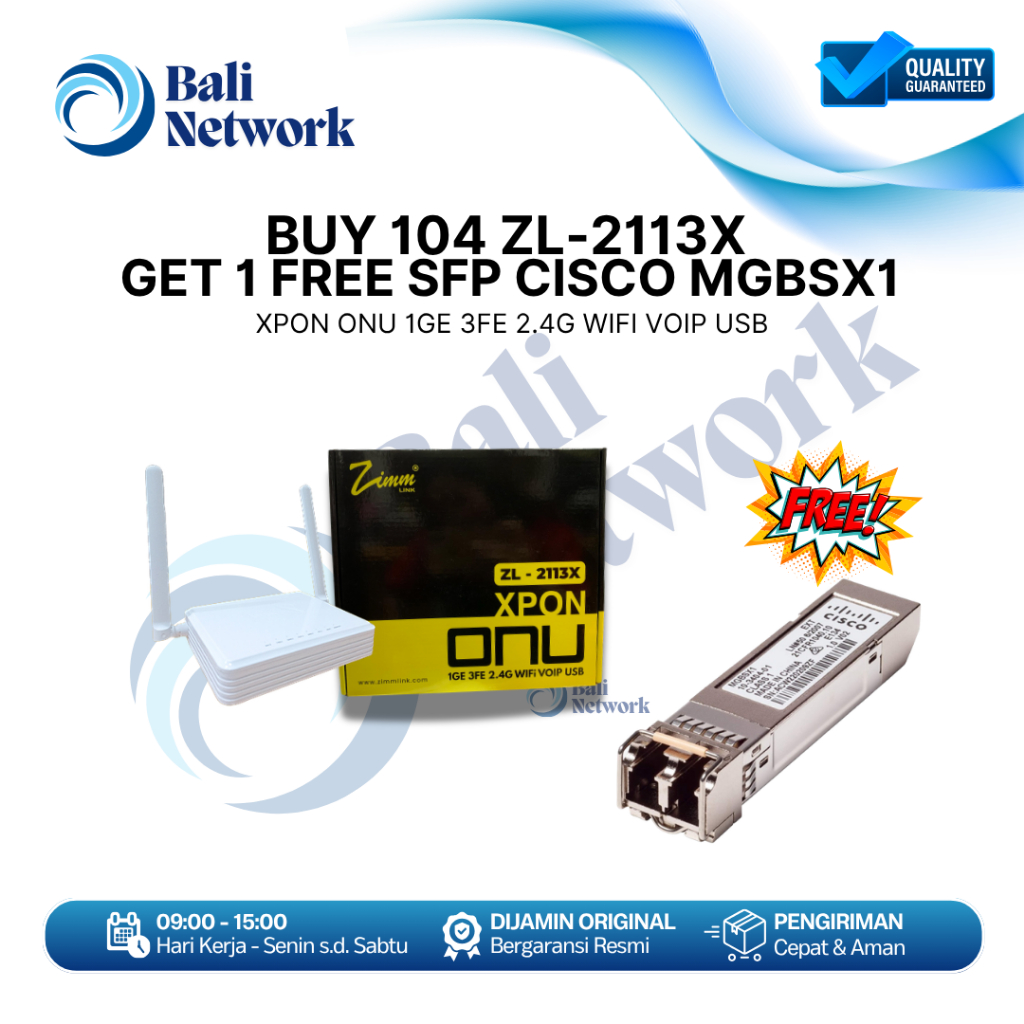 ZIMMLINK XPON ONU ZL-2113X Support ONT EPON & GPON 1GE 3FE 2,4G Wifi VOIP (1 BOX ISI 104 UNIT) FREE 