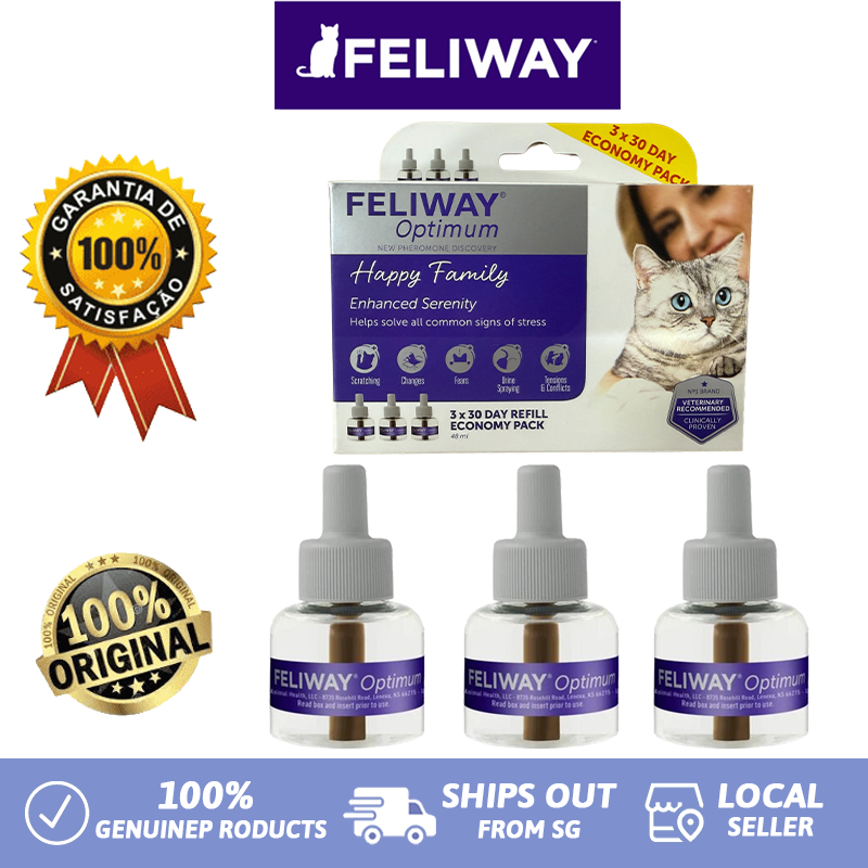 FELIWAY Optimum 30 Day Cat Calming Pheromone Refill 1/3pcs Penenang Kucing USA 48ml