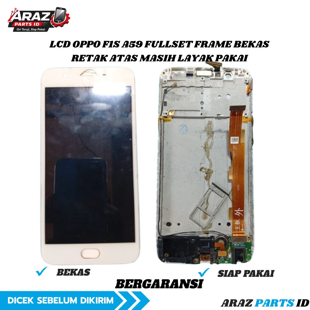 LCD Fullset Frame OPPO F1S Ori Copotan | Minus Pecah Atas | Araz Parts ID