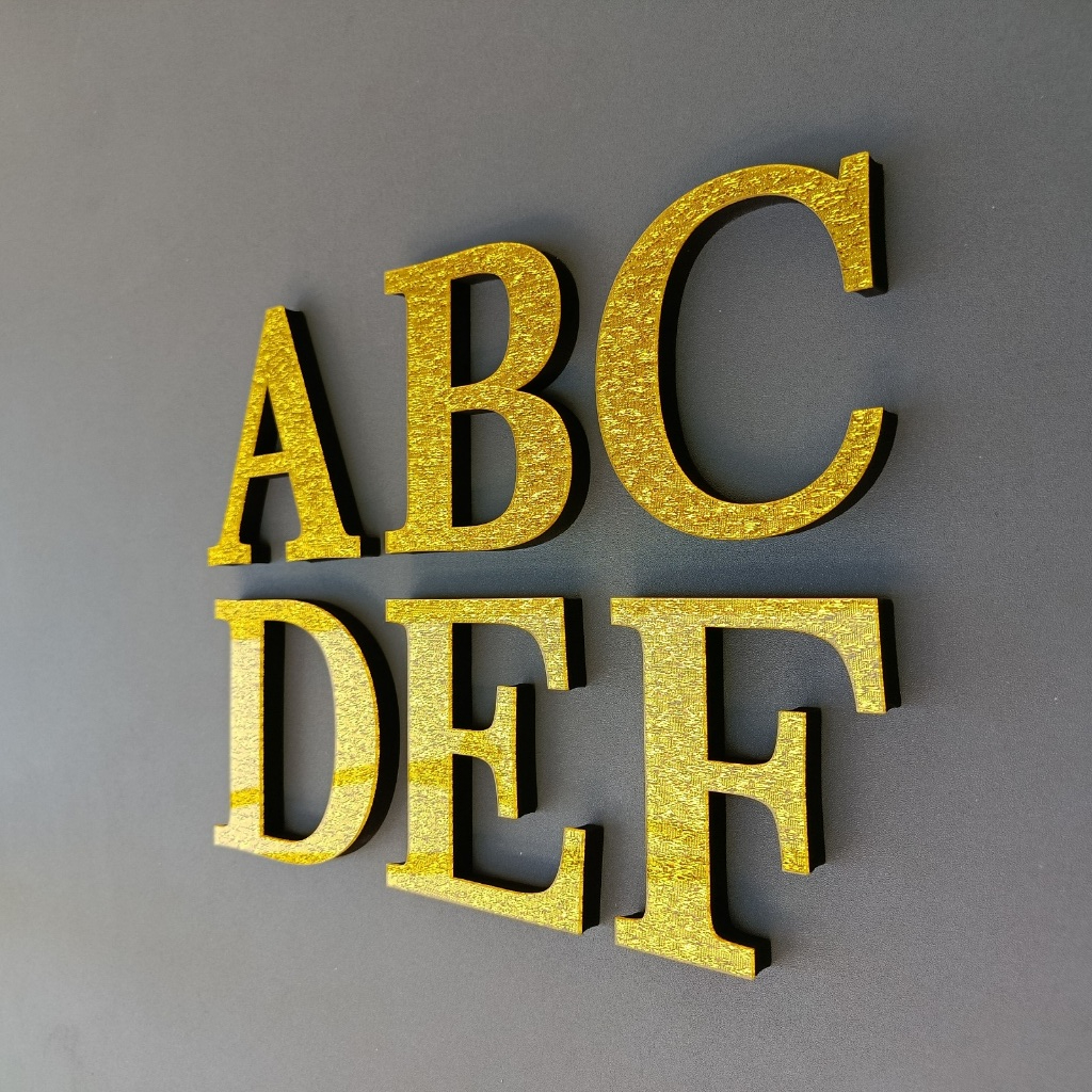 Custom Letter Glitter Gold Timbul + Spon EVA | Hiasan Dinding Estetik