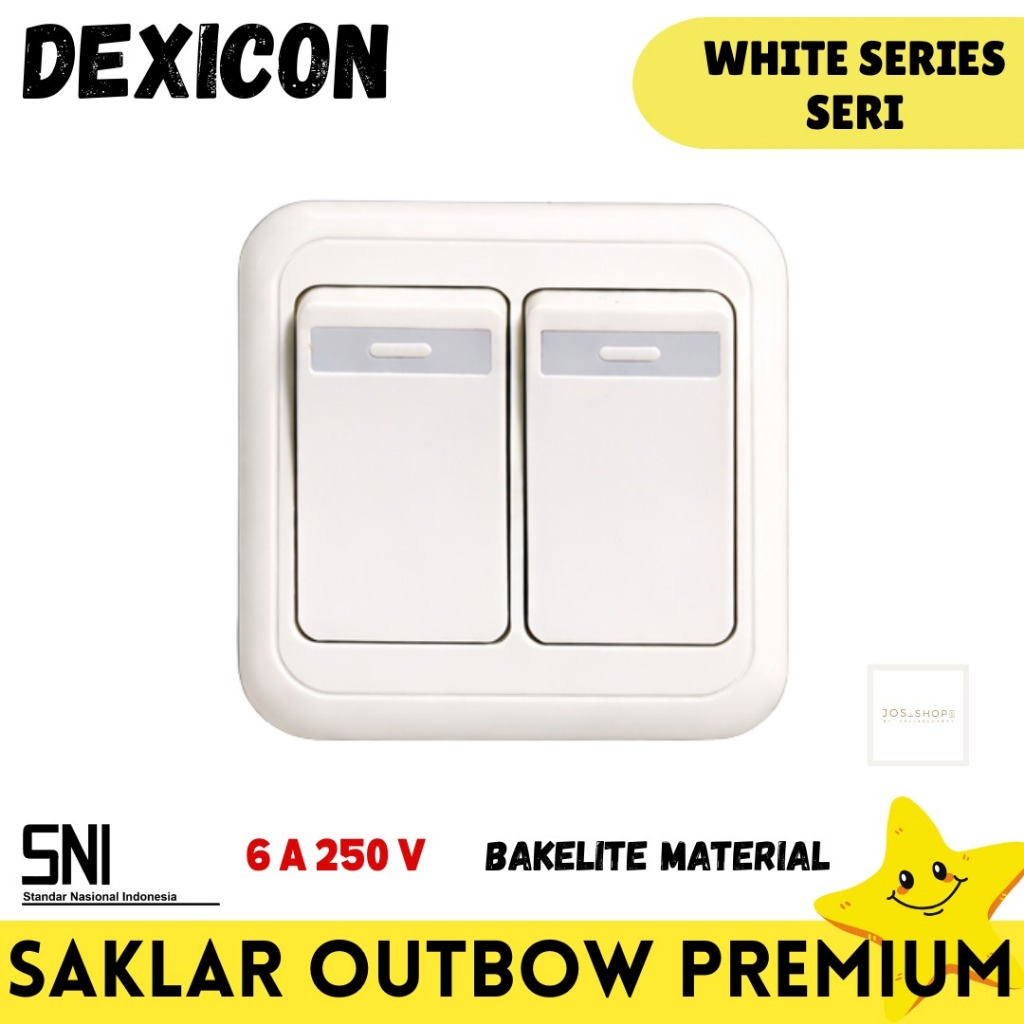 Saklar Lampu Outbow Seri Stop Kontak Dinding Premium OB Sakelar Lampu Rumah Putih DEXICON SNI