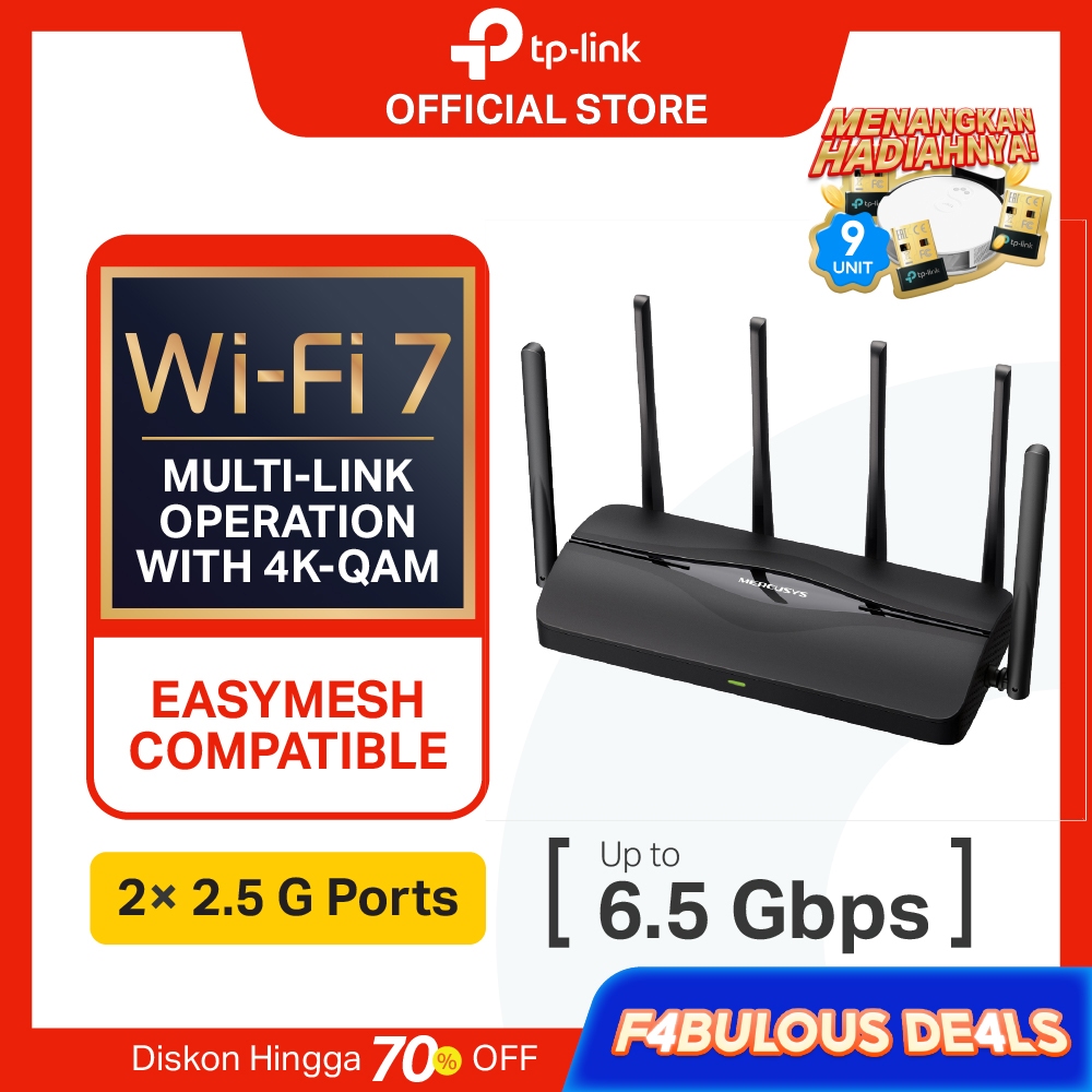 TP Link | Mercusys MR37BE BE6500 Dual-Band Wi-Fi 7 Router