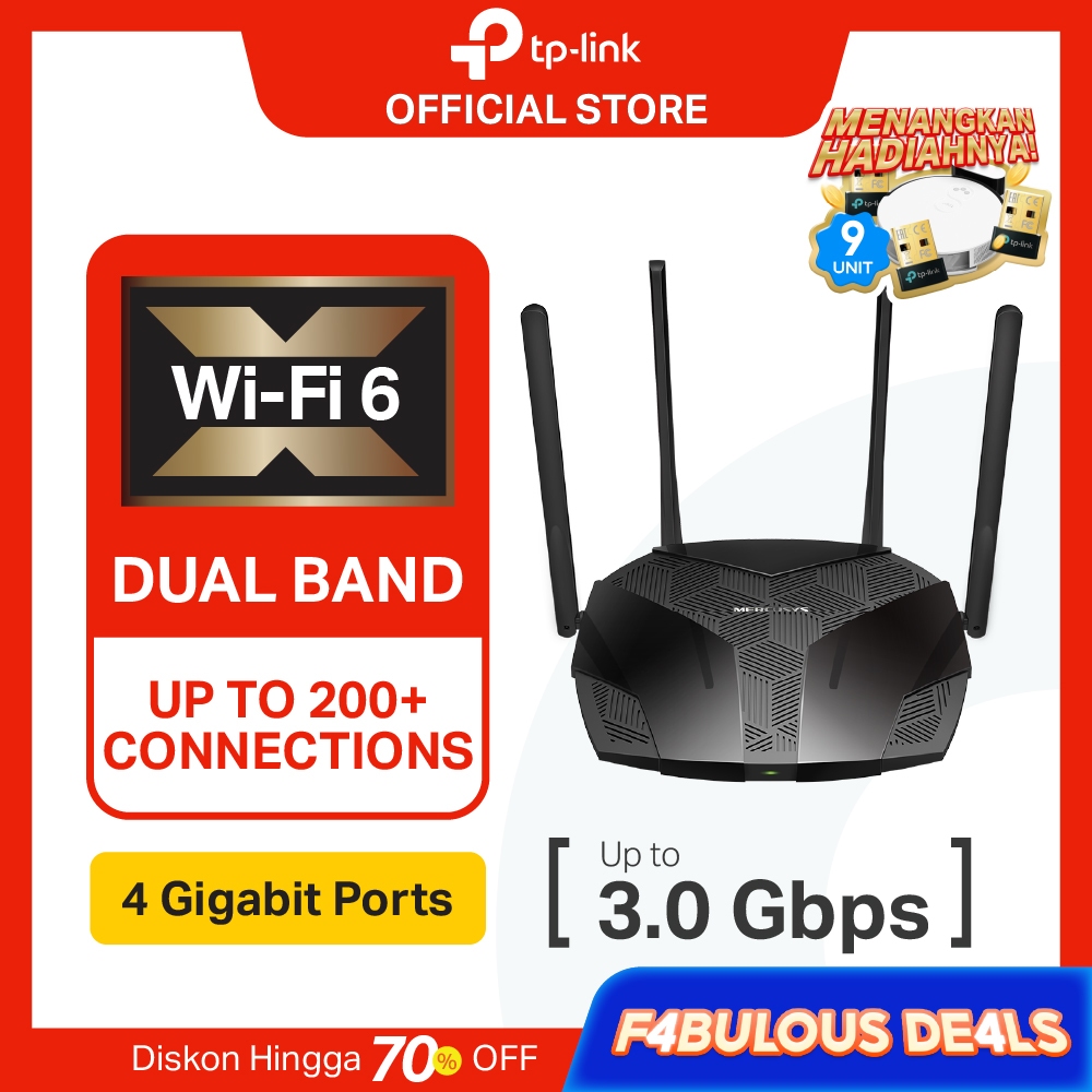 TP Link | Mercusys MR80X AX3000 Dual-Band Wi-Fi 6 Router | SMART CONNECT