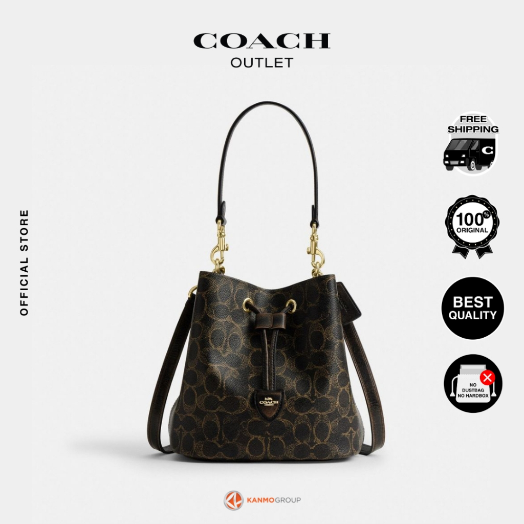 Coach Rowan Bucket Bag In Loved Signature Canvas With Charms - Tas Selempang Wanita