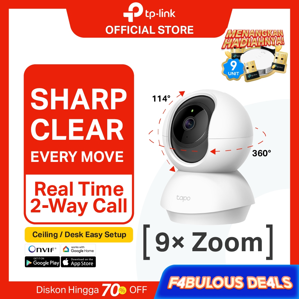 TP-Link Tapo C200 | 1080P Kamera CCTV | PTZ IP WiFi Camera | 2MP HD | Indoor | Video | Murah Toko