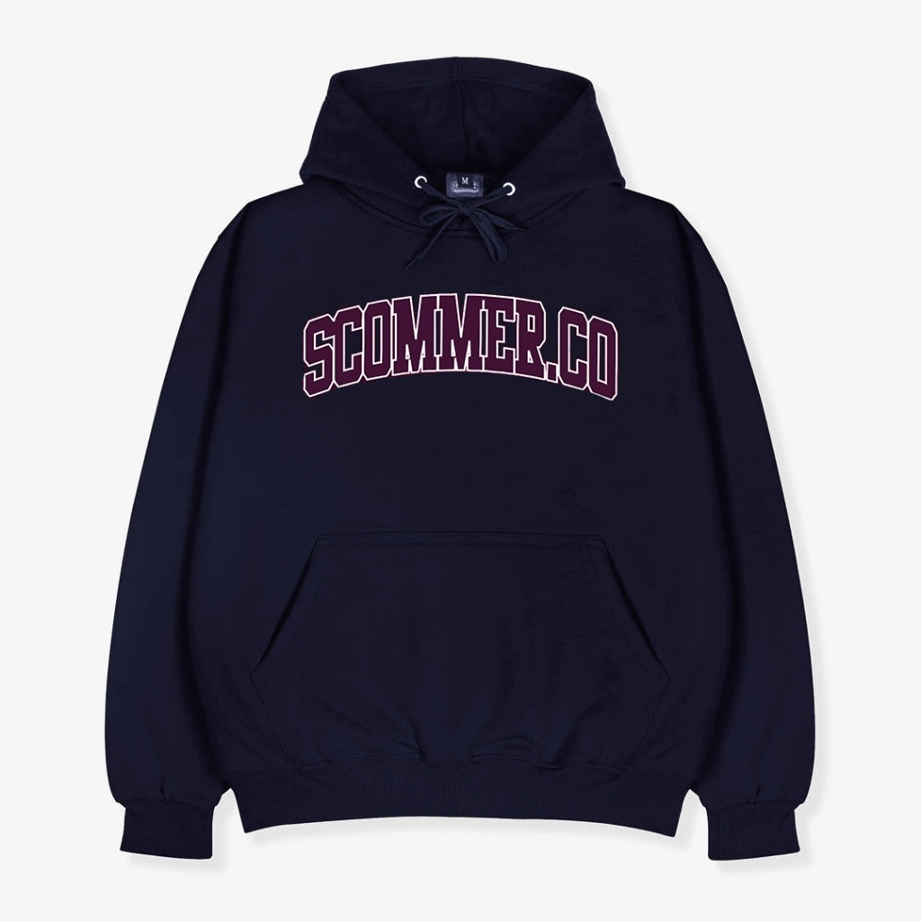 Scommer Hoodie Pullover Navy Bold Bordir Burgundy- Gramasi 300