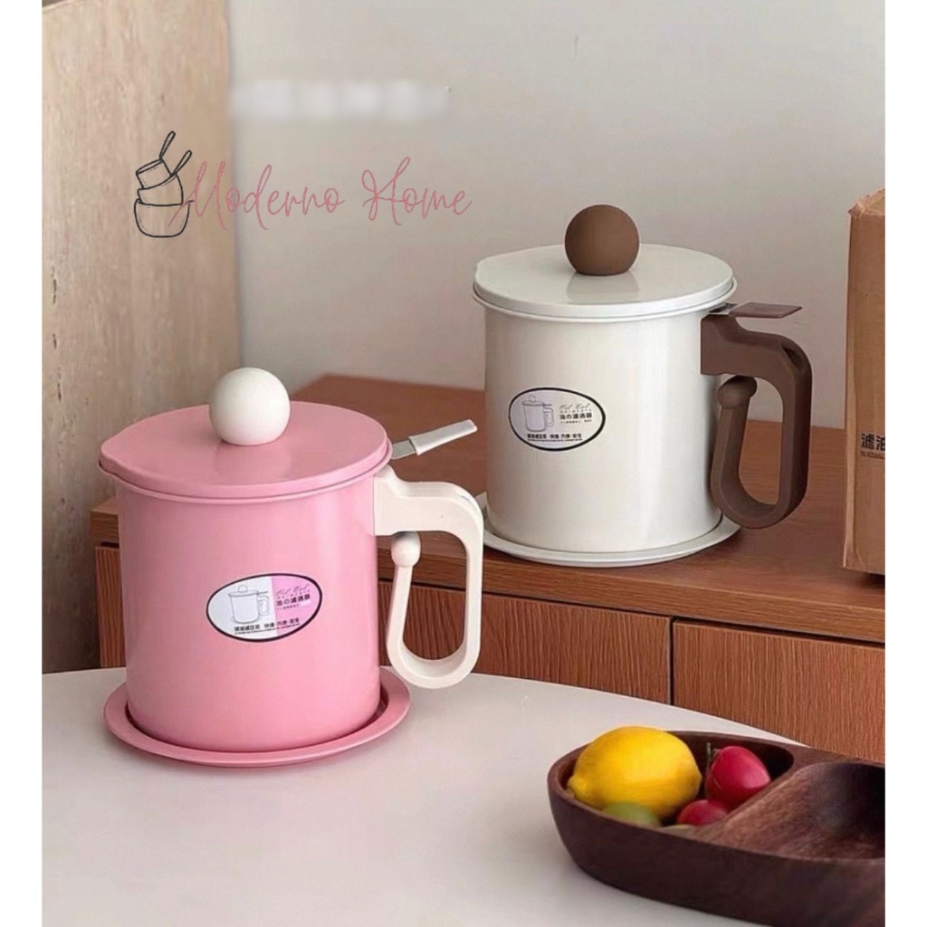 MODERNO OIL POT PASTEL / SARINGAN MINYAK ESTETIK 1,4L / COKLAT PINK PENIRIS MINYAK MASAK