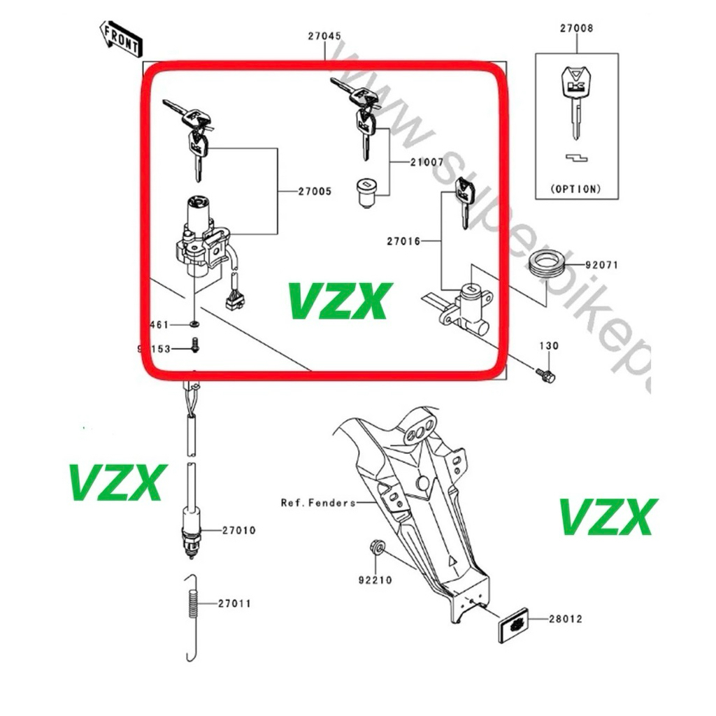 Kunci Kontak Set Switch Assy KSR Pro 110 Original Kawasaki