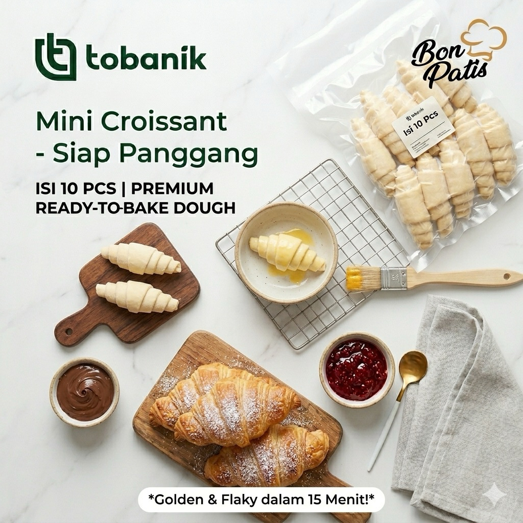 Paket 10 pcs Frozen Croissant Dough Mini Siap Panggang / Adonan Mentah Croissant Beku Praktis - 10 P