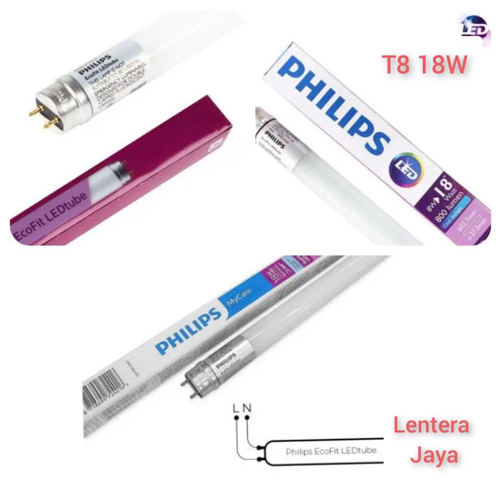 Lampu T8 Philips LED Tube Ecofit TL Neon 18watt 18 watt 18w - 1200 mm / 120 cm