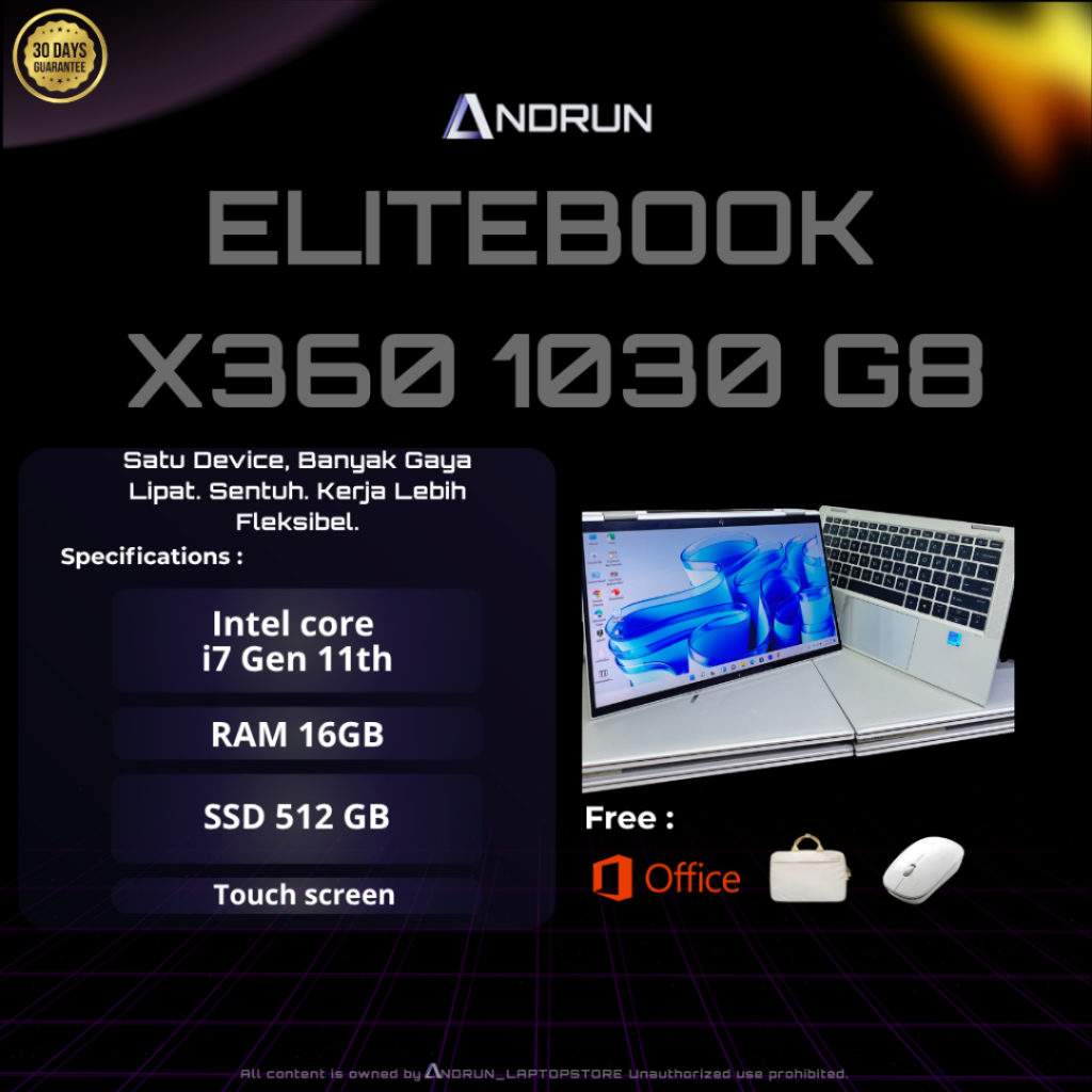 HP ELITEBOOK X360 1030 G8 i7 gen 11th // 16/512 GB