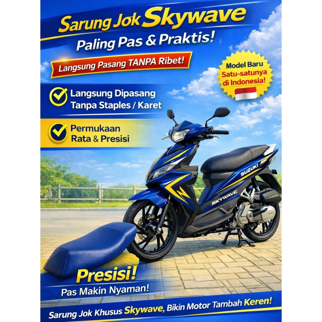 Sarung Jok Skywave Pres Body Anti Slip Waterproof | Sarung Jok Suzuki Skywave Tanpa Bongkar Jok