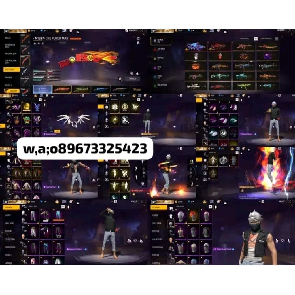 Jual akun free fire,FF terbaru max on SG 2 on