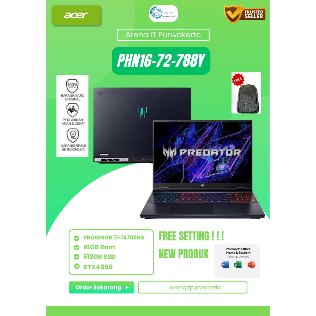 Acer Predator Helios Neo 16 PHN16-72-788Y – Black [Intel i7 14700HX-16GB-SSD 512GB-RTX4050]