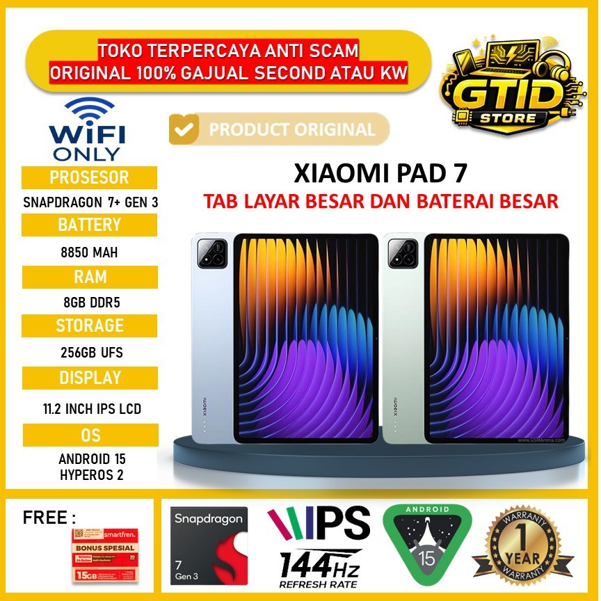[ READY NEW] TABLET XIAOMI PAD 7 LAYAR BESAR BATERAI BESAR RAM 8GB ROM 256GB WIFI ONLY Chip Snapdrag