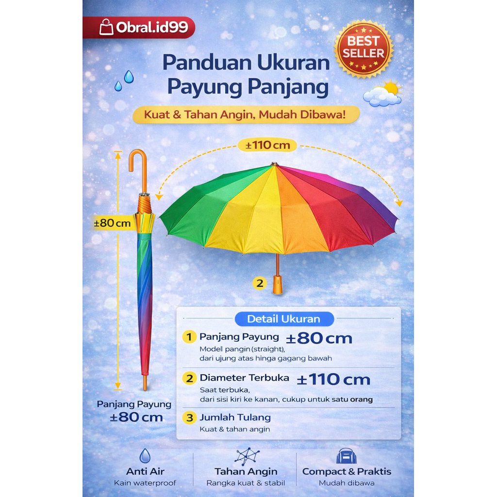 PAYUNG PELANGI 16JARI MURAH