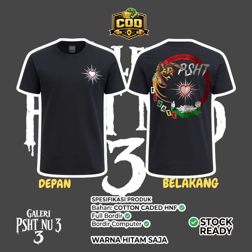 Kaos Warga Psht - Kaos Full Bordir Keren Ayam Jago - Kaos Full Bordir