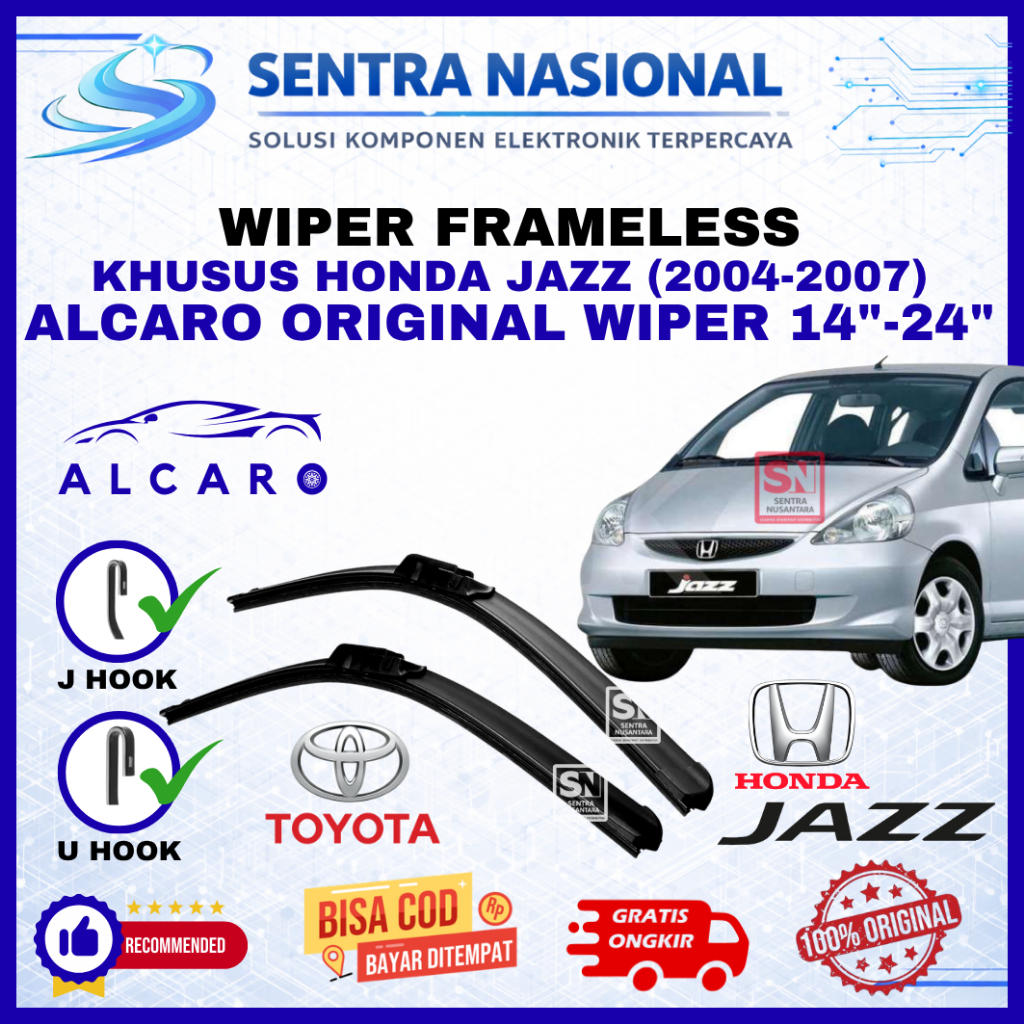 Wiper Mobil Honda Jazz (2004-2007) ALCARO ORIGINAL | Wiper Kaca Mobil Honda Jazz Model Frameless Pre