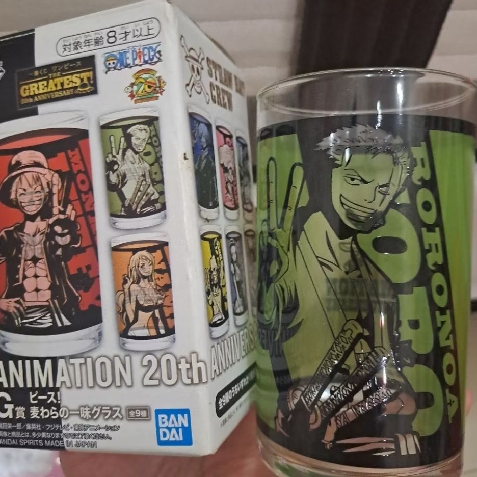 Official Rare Bandai One Piece Roronoa Zoro Gelas Kaca Glass Tempat Minum Ichiban Kuji