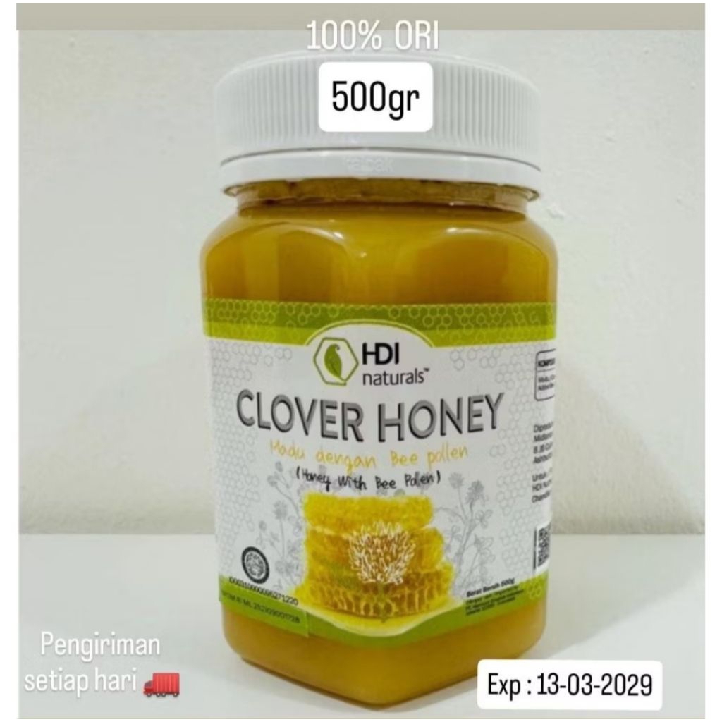 Madu Clover Honey HDI 500gr, 1kg 100%Original Free Sendok Kayu