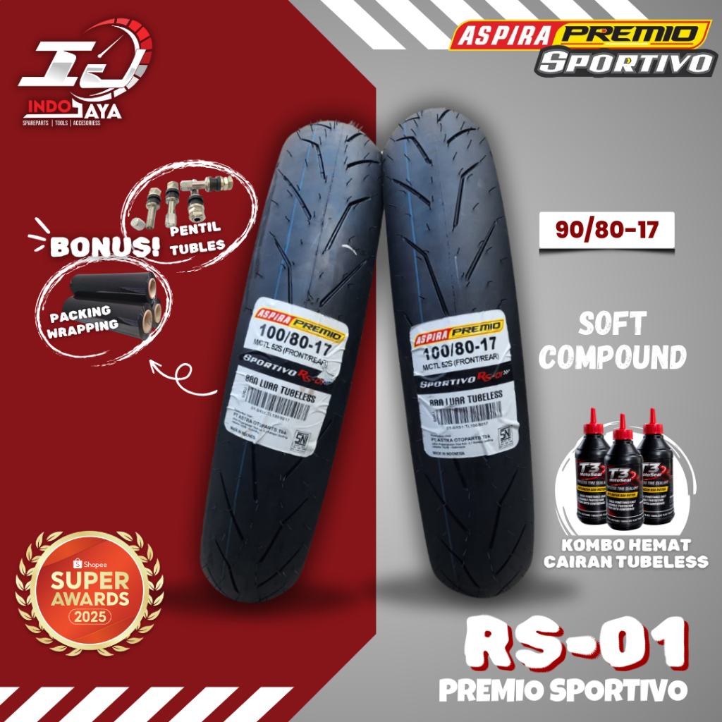 [READY COD] BAN ASPIRA PREMIO SPORTIVO RS01 TUBELESS SOFT COMPOUND RING 17 / BAN BALAP SOFT COMPOUND