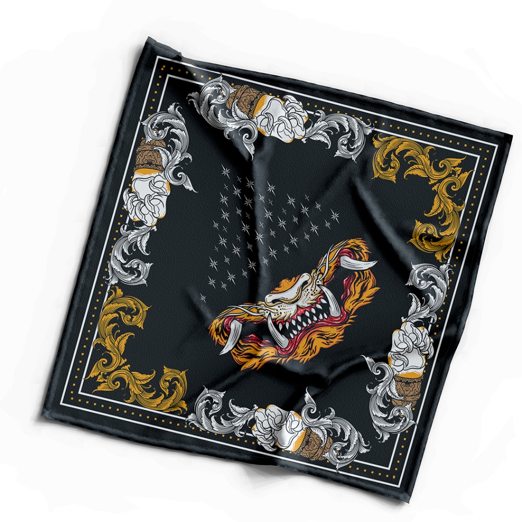 Bandana Motif Barong Emas/Slayer Sapu Tangan/Slayer Bandana Multifungsi/Bandana Slayer Custom REY PR