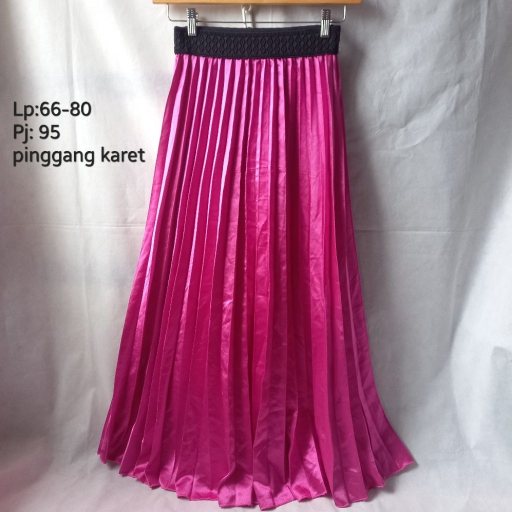 ROK PLISKET LP:66-80 PJ:95 PINGGANG KARET PINK TUA FANTA PLISKET MENGKILAP