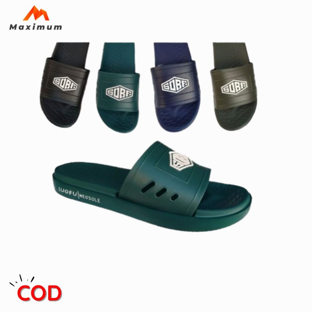 Sandal Slop Luofu Karet Eva Rubber/Sandal Slide Karet Hitam Kekinian/Sandal Slip-On Karet Terbaru