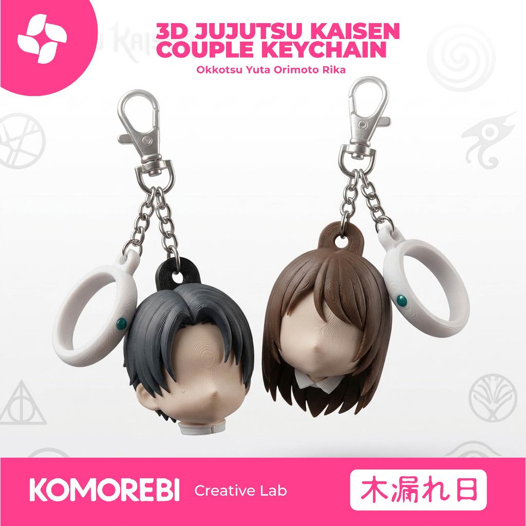 Gantungan Kunci Couple Jujutsu Kaisen Yuta Okkotsu Orimoto Rika JJK 0 Anime Keychain Ring Custom Aks