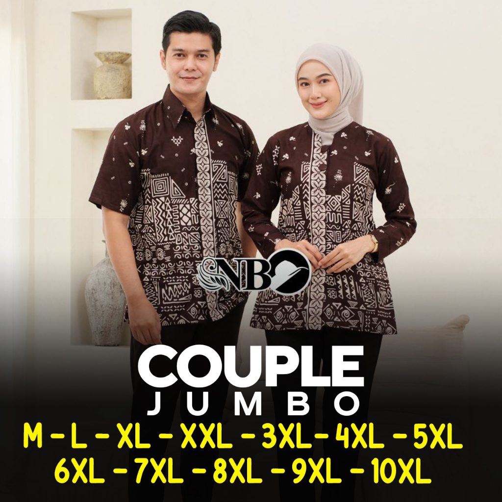 Couple Jumbo - Blus Jumbo - Couple Batik Jumbo Premium - Blus Wanita Jumbo - Kemeja Batik Couple Blu