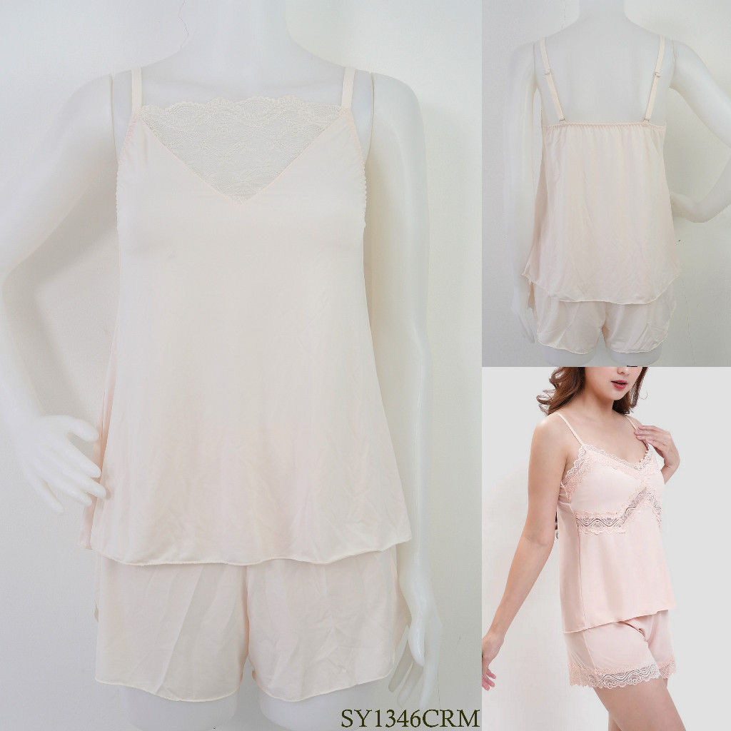 Lingerie Wanita Sleepwear Setelan Mix Lace Premium ST YVES sz M L XL Halus Lembut Flowy Pakaian Wani