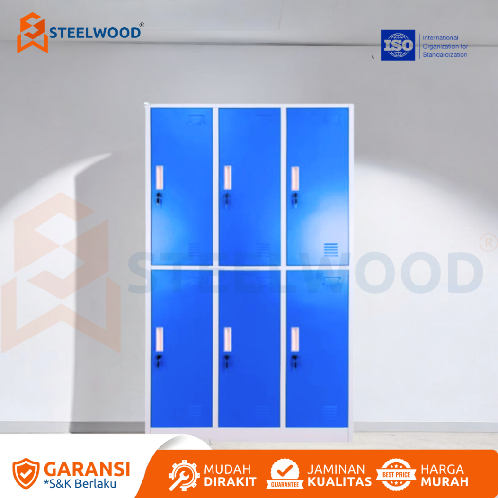 STEELWOOD || Loker Besi 6 Pintu / Loker Hange / Loker Penyimpanan / Loker Big Size / Loker Helm Full