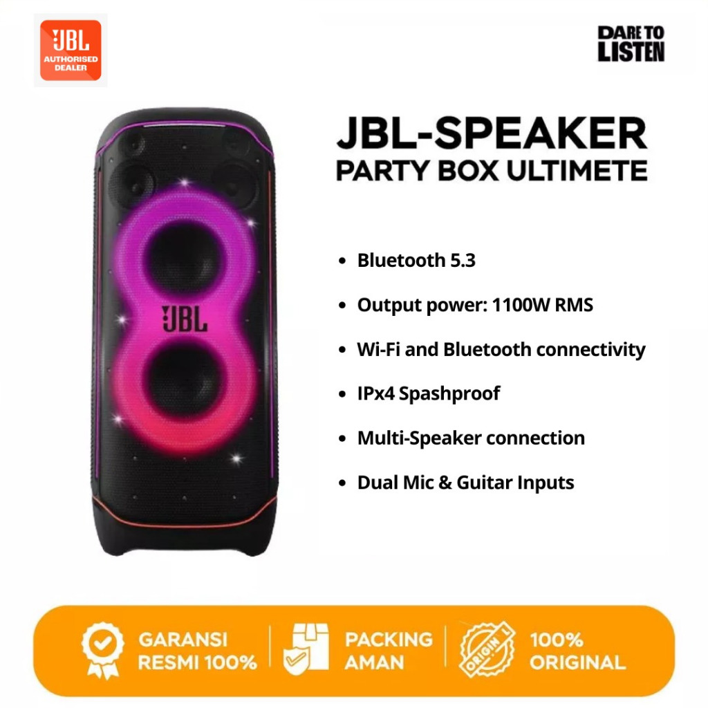 WIRELESS SPEAKER JBL PARTYBOX PARTY BOX PARTY-BOX ULTIMATE WITH 1100 RMS OUTPUT POWER