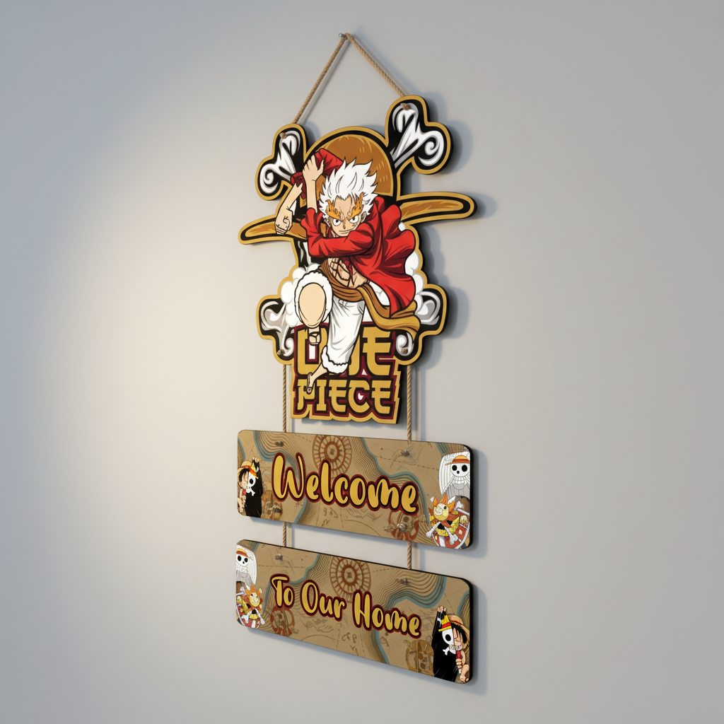 Wall Decor One Piece Welcome Home Hiasan Gantung Pintu Kayu MDF Wall Decoration Anime