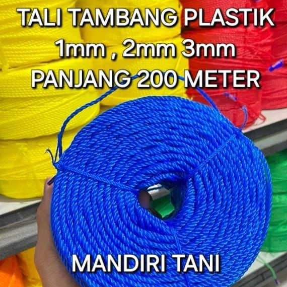 Tali Tambang Plastik ROLL 1mm 2mm 3mm Panjang 200 Meter Tali Jemuran Tali Nilon